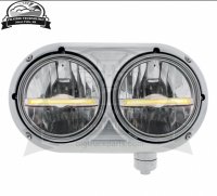 Stainless Peterbilt 359 LED Amber Headlight Light Bar, Passenger Side
